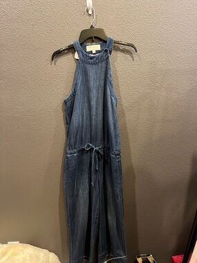 cloth & stone Indigo Denim Top with Round Neck ankle romper